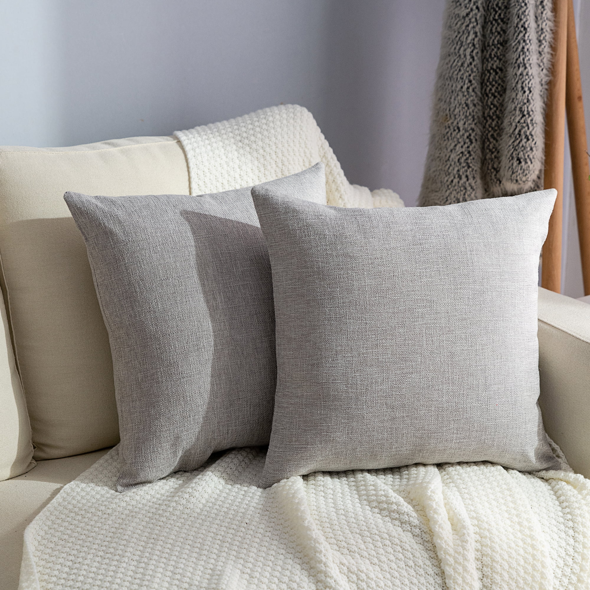 CLEARANCE! Decorative Throw Pillows Covers Set of 2, Linen Throw Pillow Covers Rectangle Solid