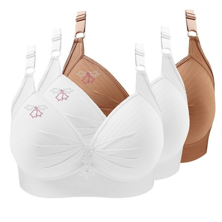 Bras for Women No Underwire Comfort Wireless Seamless Bra Ndbuld 3PC Woman s Printing Gathered Together Large Size Daily Bra Underwear No Rims Christmas Deals Brown 2XL