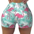 thumbnail image 2 of Fuzoiu Flamingo Print Women's Workout Shorts,Workout Biker Shorts Women,Exercise Fitness Shorts,Scrunch Short, Athletic Shorts for Gym Yoga Running Sport Active-X-Large, 2 of 8