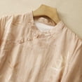 thumbnail image 4 of Drses Womens Summer Tops Women's Printing Cotton And Linen Standing Collar Slanted Collar Button Quarter Sleeved Top Tops for Women Trendy, 4 of 6