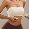 thumbnail image 3 of Ohufall Women's Bras Solid Color Strapless Front Closure Push Up Bandeau Bra with Seamless Wireless Fit Everyday Underwear,30A-42F, 3 of 6