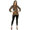 thumbnail image 2 of Bimba Button Down Tunic Casual Printed 3/4th Sleeves Loose Fit Rayon Tunic Long Shirt Top For Women, 2 of 7