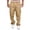 Coffee, variant on NinXxx Men's Versatile All Season Cargo Zipper Button Hem Solid Plus Size Outdoor Trousers Gold XXXL