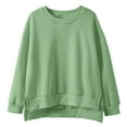 thumbnail image 4 of FAOWME Girls Solid Color Children Loose Round Neck Long Sleeve Sweatshirt Hoodie Pullover Tops Green 13 Years, 4 of 5