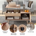 thumbnail image 6 of Costway Lift Top Coffee Table with Storage Hidden Compartment Cabinet & Open Shelf Natural, 6 of 10