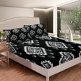 thumbnail image 4 of Western Aztec Bed Sheets Exotic Tribal Mexican Bohemian Sheet Set Black White Boho Aztec Bedding Set For Teen Men Geometric Fitted Sheet + Flat Sheet + 1 Pillow Case Twin, 4 of 5