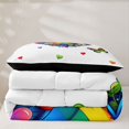 thumbnail image 5 of Manfei Rainbow Love Heart Twin Comforter Sets, Butterfly Groovy Flower Bedding Set, White Blue, Black Reversible, 2 Pieces, 1 Comforter and 1 Pillowcase, 5 of 7