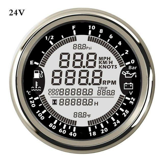 Marine Boat Digital GPS Speedometer Tachometer for Auto Motor 12V 24V Fuel Level Water temp 6 in 1 Multi-functional Gauge Meter ,Wide Applicability
