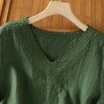 thumbnail image 5 of Antinious Summer Tops for Women Trendy,Sweatshirt for Women,Ladies Imitation Linen Embroidered Short Sleeved V-Neck Pullover Fashionable Top,Green,M, 5 of 5