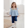 thumbnail image 4 of BemeyourBBs Boho Kids Toddler Baby Girl Spring Fall Summer Denim Outfits Infant Baby Clothes Bohemian Long Sleeve Floral Shirt Tops Tassle Jeans Pants Set, 4 of 9