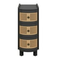 thumbnail image 7 of Topcobe Wood End Table, 3-Drawer Side Table NightStand with 3 Rattan Drawers, Small Side Table, End Tables Living Room, Black, 7 of 7
