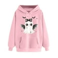 thumbnail image 3 of GaThRRgYP Hoodies for Women,Women Long-sleeved Hooded Pocket Halloween Printed Casual Loose Sweatshirt Pink XXXL, 3 of 4