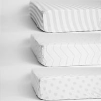 NODNAL CO. Gray and White Cotton Crib Fitted Sheet Set, 100% OEKO-TEX Cotton, 3 Pieces, for Baby Girl or Boy Infant/Toddler Nursery Bedding, Gender Neutral