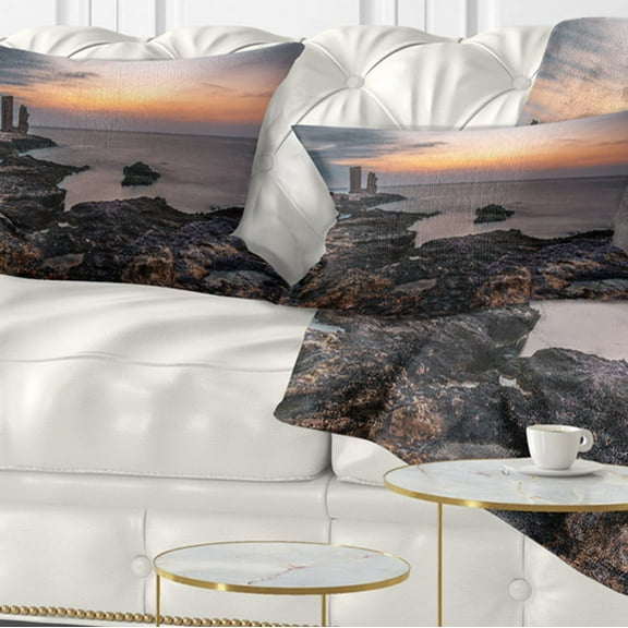 Designart Gate to Africa Seashore in Mahdia - Oversized Beach Throw Pillow - 12x20
