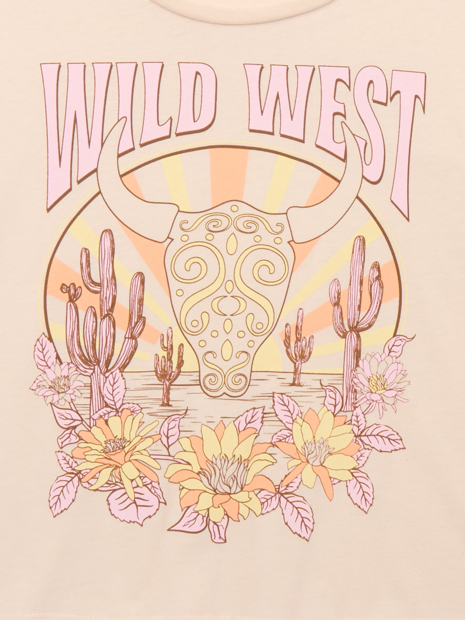 Wonder Nation Girls Wild West Graphic Short Sleeve T-Shirt, Sizes 4-18
