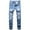 Light Blue, variant on QHFBli Men's Ripped Distressed Destroyed Straight Fit Washed Denim Jeans Pants