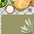 thumbnail image 3 of Amarainy Olive Green Leaf Pattern Linen Table Mats Set of 4 for Home Kitchen Table Decor 12x18 inch, 3 of 5