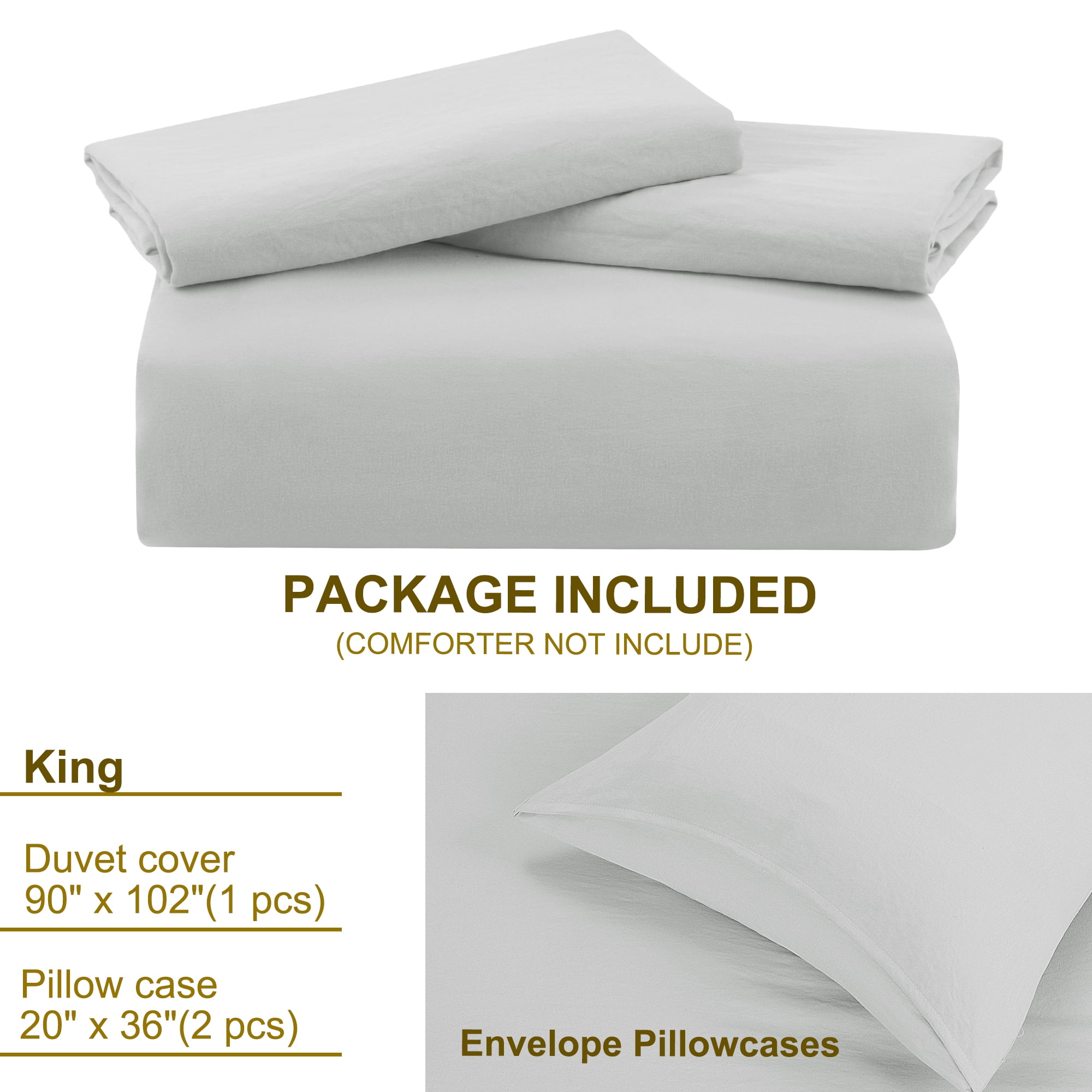 Unique Bargains 100% Microfiber Soft 3 Pieces Duvet Cover Set King Light Gray