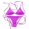 thumbnail image 3 of Prolriy Bikini Sets for Women Solid Color Lace Up Bikini Two Piece Swimsuit Womens Swimsuits Purple S, 3 of 10