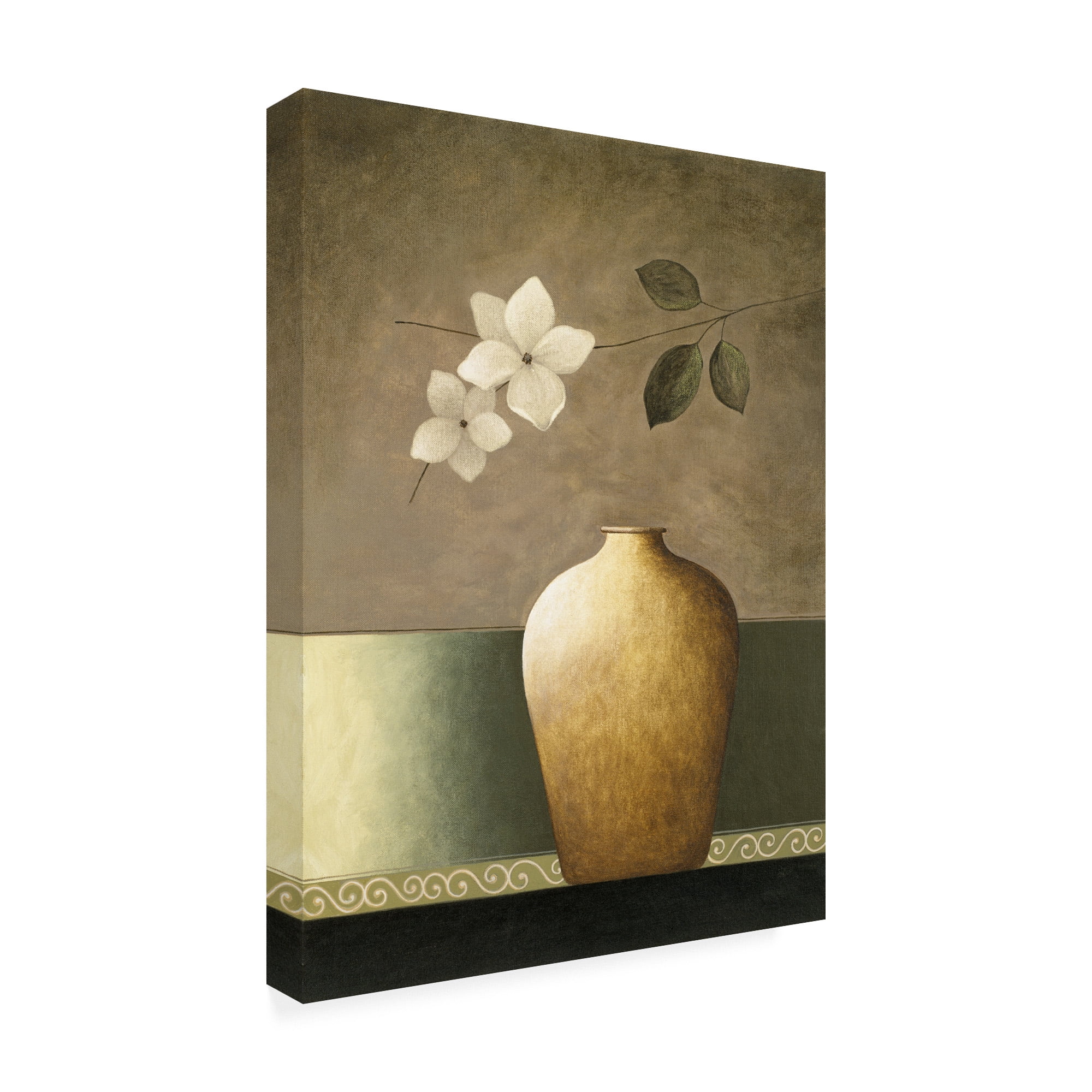 Trademark Fine Art 'Flower Stem Over Tan Vase' Canvas Art by Pablo Esteban