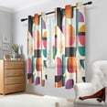 thumbnail image 2 of Yayeee Window Curtains Set of 2 for Living Room Light Filtering 63"x52", Beige Abstract, 2 of 7