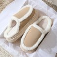 thumbnail image 5 of Viluyesy Womens Fuzzy Platform Slippers, Fleece Lining Cozy Warm Memory Foam Winter Slip On House Suede Shoes Khaki, 5 of 9