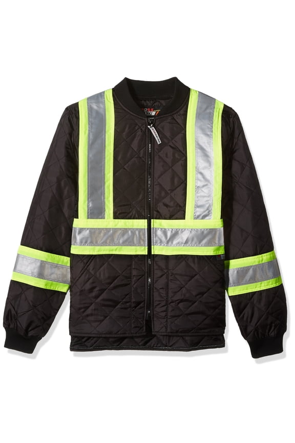 Safety Men's Hi Vis Quilted Safety Jacket, Black, XL CA2