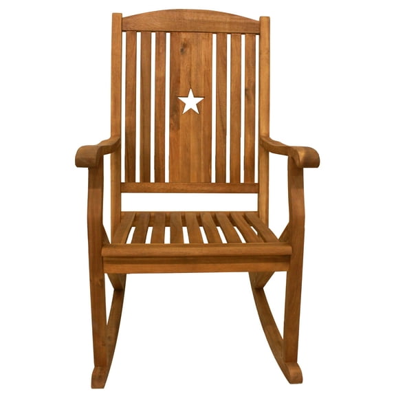 Leigh Country TX 36101 Sequoia Series Adult Wood Indoor/Outdoor Rocking Chair with Star Cutout Brown