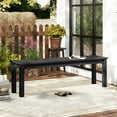 thumbnail image 3 of Patiojoy 2Pcs Outdoor Bench 2-3 Person HDPE Patio Bench 55" Backless Garden Bench with Slatted Seat Black, 3 of 9