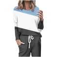 thumbnail image 2 of HVOBTTY Womens Long Sleeve Pullover T Shirt, Fall Tops for Women, Women's Casual Fashion Color Block Crew Neck T Shirt Light Blue, XL, 2 of 4