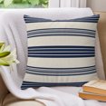 thumbnail image 3 of Pillow Covers 16x16 Set of 2, Navy Blue Striped Throw Pillow Covers Decorative Couch Cushion Cover, Modern Geometric Horizontal Stripes Beige Microfiber Soft Pillowcases for Bedroom Living Room Sofa, 3 of 9
