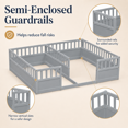 thumbnail image 5 of Miniyam Double Twin Size Floor Bed, Wood Kids Bed with Guardrails, Gray, 5 of 7