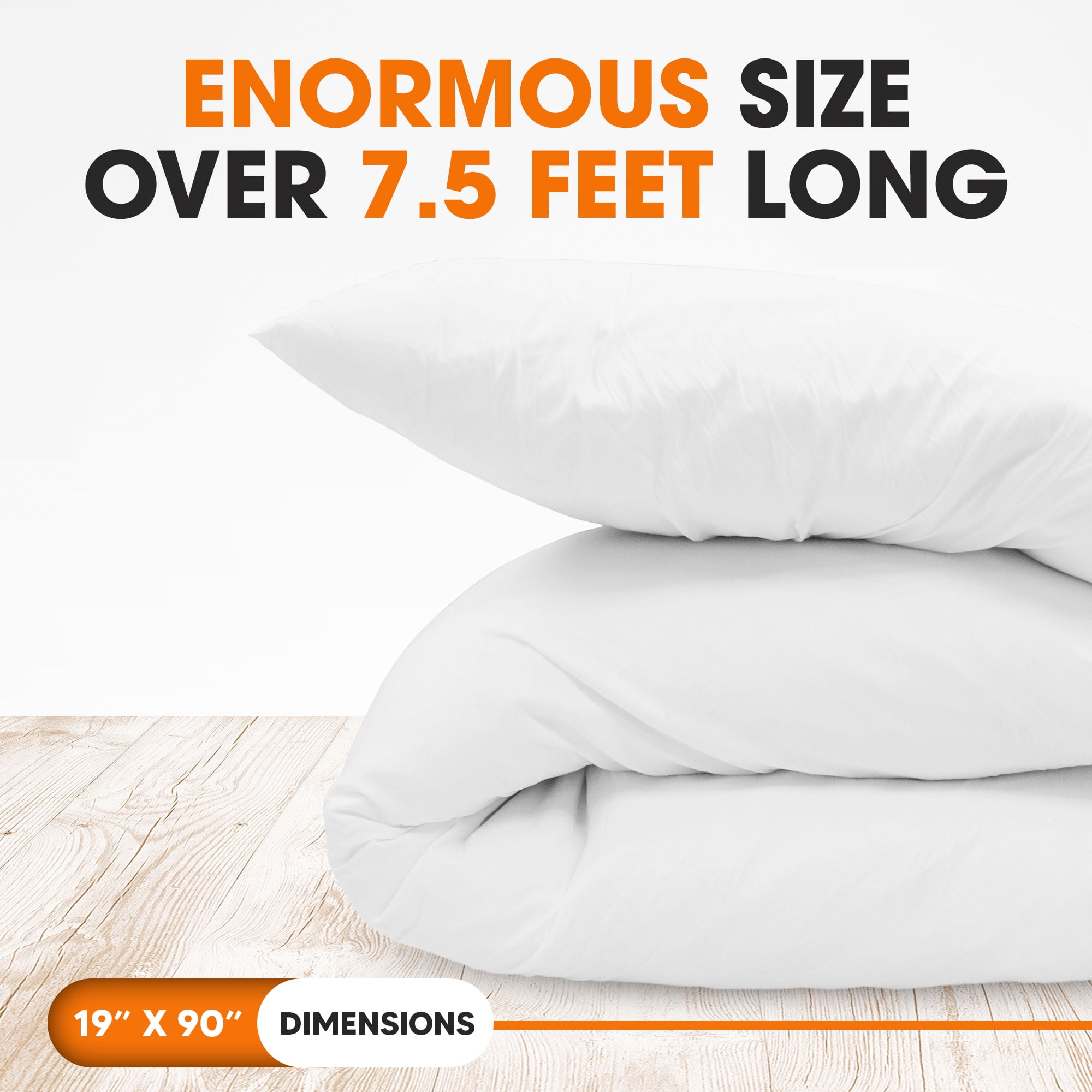 Cheer Collection Hypoallergenic Down Alternative Body Pillow, 19 x 90, White