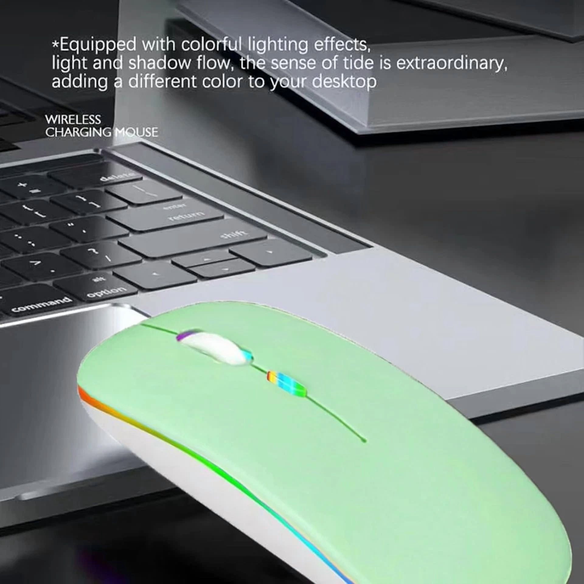 CIRCLE- Led Dual Mode Rechargeable Wireless Bluetooth Mouse Silent Slim Laptop Green