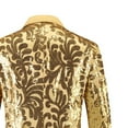 thumbnail image 5 of Men's Sparkly Suit Blazers Slim Fit Party Sequin Shiny Blazer Jackets Lapel Collar Long Sleeve Festive Outfits (4XL, Gold #A), 5 of 5