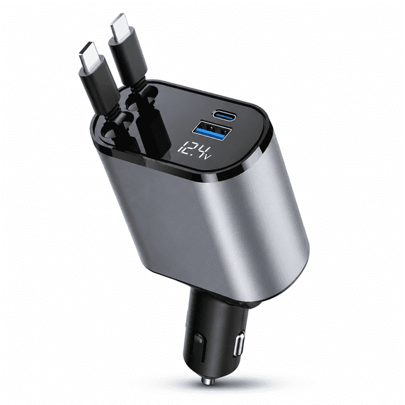 NomadsFi 120W Dual USB-C Car Charger, Aluminum Alloy Fast Charging Vehicle Adapter, Type-C Car Charger for iPhone, Samsung, iPad, Tablets, Cars, Trucks, SUVs