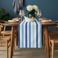 thumbnail image 2 of Geometric Stripe Table Runner - 36 Inch Long, Kitchen Dining Table Runner Dresser Scarves, Ombre Farmhouse Blue Vertical Striped Farmhouse Decor for Coffee Tables Wedding Party Banquet, 2 of 8