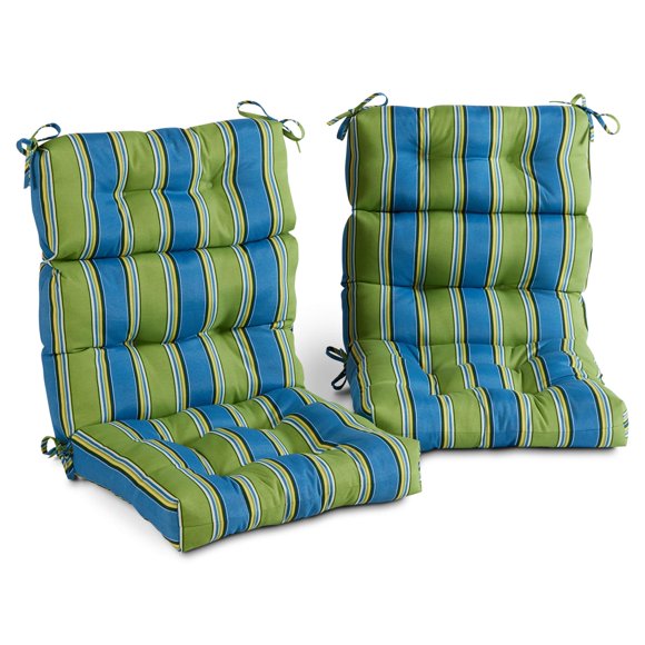 greendale Home Fashions Outdoor 44 x 22-inch High Back chair cushion, Set of 2, Belize Stripe 2 count