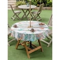 thumbnail image 5 of Outdoor Tablecloth with Umbrella Hole Zipper Beach Coastal Round Tablecloth 54" Waterproof Outside Table Cloth Summer Coral Starfish Nautical Ocean Retro Patio Table Cover Tablecloths for Picnic, 5 of 8