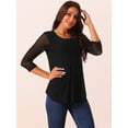 thumbnail image 2 of DARING DIVA Pleated Double Layers Mesh Blouse S Black, 2 of 5