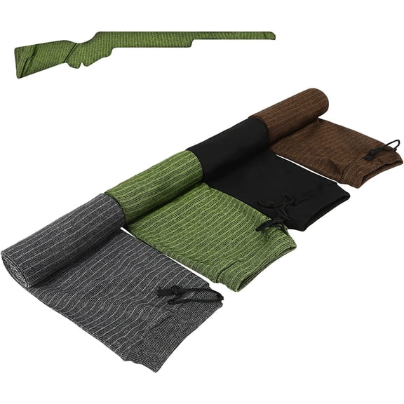 4 Pack Gun Socks, 52 x 6 Inch Extra-Wide Knit Gun Socks for Rifles/Shotguns, Silicone Treated Gun Cover Protection Gun Sleeve with Drawstring Closure for Hunting Shooting Anti-Rust Moisture-Proof