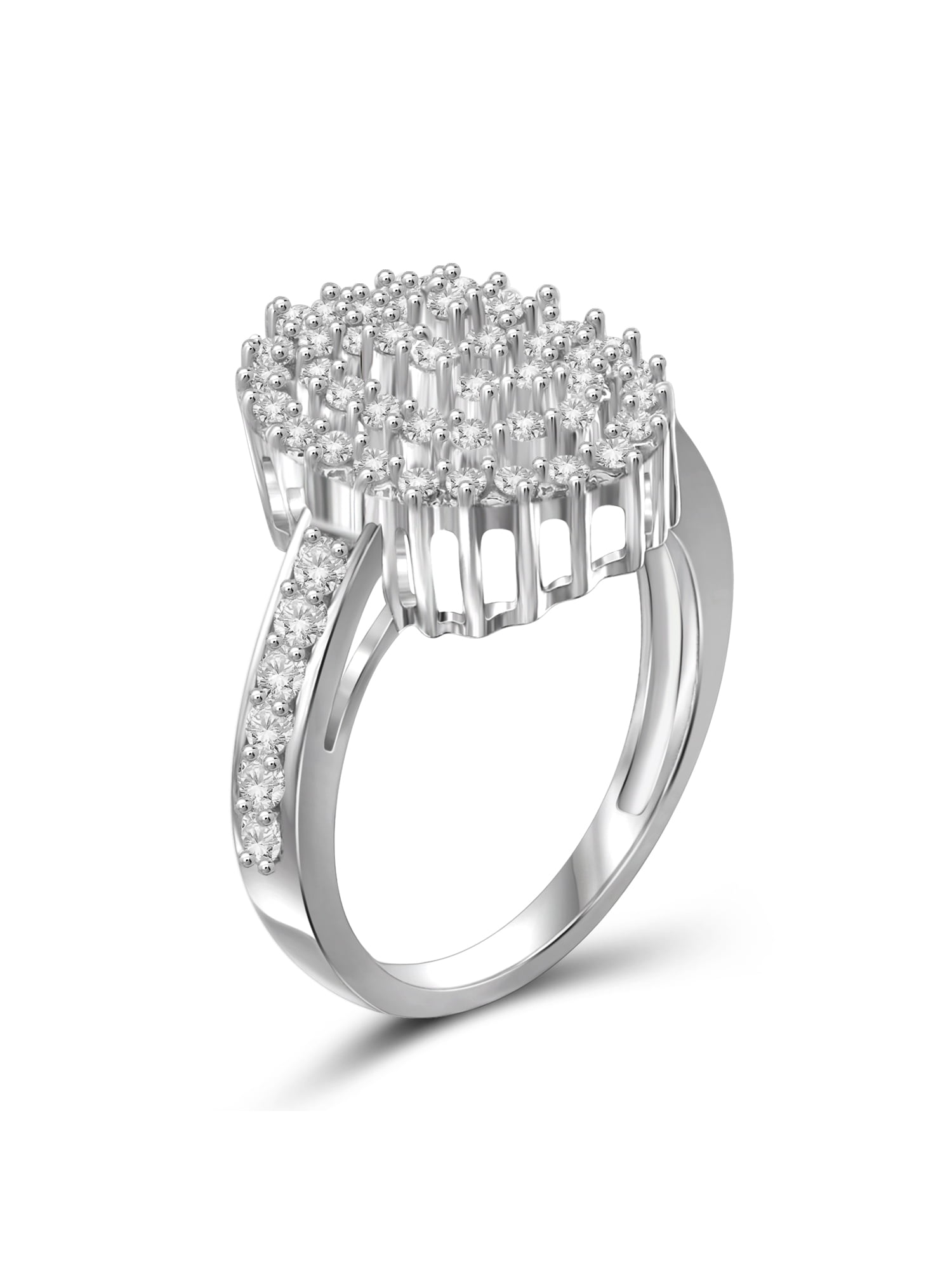 JewelersClub Sterling Silver 1 Carat White Diamond Cluster Ring for Women | Diamonds for Everyday Womens Wear