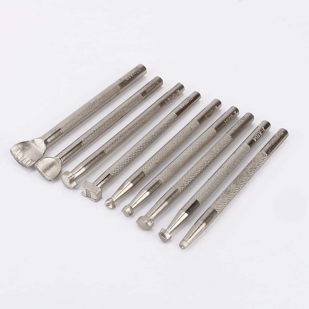 9pcs Leather Working Saddle Making Tools Craft tool Leather Craft Stamps Set dua