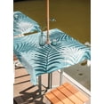 thumbnail image 2 of Outdoor Tablecloth with Umbrella Hole for Patio/Picnic/Party/Camping, Teal Palm Leaves Waterproof Table Cloth Square Cover Washable, Summer Botanical Tropical Leaf (54"x 54"), 2 of 9