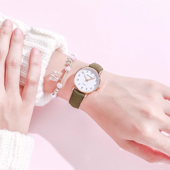 Resicozy Womens Watch Quartz Ladies Watches for Women Easy Round Wrist Watches with Leather Strap Dial Dark Green