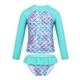 thumbnail image 1 of DPOIS Kids Girls Rash Guard Swimsuit Mermaid Printed Sun Protection Bathing Suit, 1 of 5