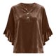 thumbnail image 5 of mfyjkho Tops Para Salir Para Mujer, Blusa Informal De Encaje Con Mangas Tres Cuartos Y Cuello En V Con Botones Y Color Liso Para Mujer Tops Para Hacer Ejercicio Para Mujer M, 5 of 6