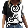 thumbnail image 1 of T-shirt Ample Décontracté à Col en V à Manches Courtes pour Femmes avec Imprimé, 1 of 4