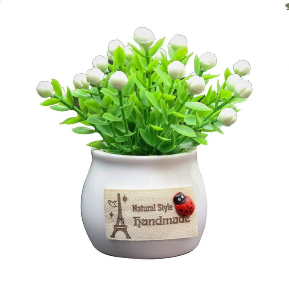 Riwesomey Adornos de coche Resina Flores artificiales Car-styling Auto Interior Decoraciones Plantas en maceta Decoración de tablero Automoción decorativa y accesorios blanco