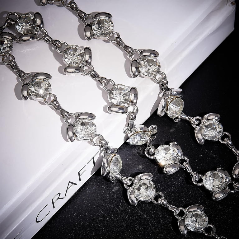 Crystal Clover Link Waist Chain Belt - Silver Crystal Clover Link Chain Belt - Clover Collections main image 2